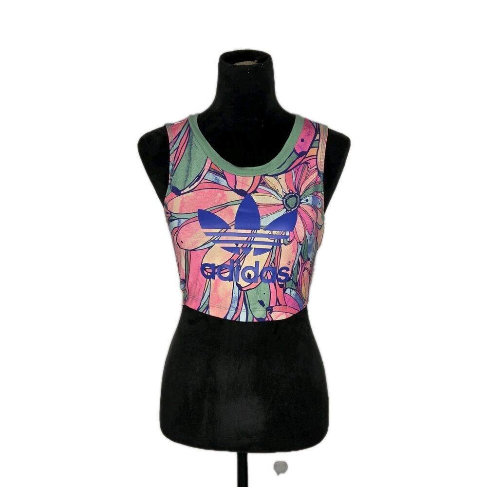 Adidas Originals x FARM Rio Floral Crop Tank Top Trefoil Festival Tropical XS